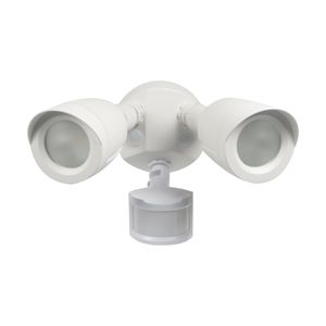 Satco 65/717 2-Bullet Head LED Security Light With Motion Sensor 20-Watt 120-Volt White Brentwood