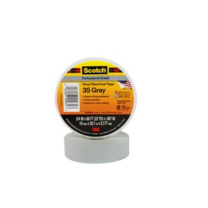 3M 35-GRAY-3/4 Premium Grade Electrical Tape 0.75-Inch x 66-ft x 7 mil PVC Backing Gray Scotch