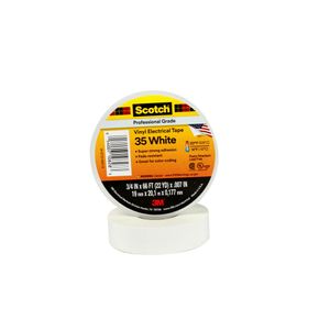 3M 35-WHITE-3/4 Premium Grade Electrical Tape 0.75-Inch x 66-ft x 7 mil PVC Backing White Scotch