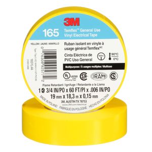 3M 165YL4A Electrical Tape 0.75-Inch x 60-ft x 6-mil Vinyl Backing Yellow Temflex