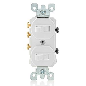 Leviton 5241-WS 120/277-Volt AC 15-Amp 1-Pole 3-Way Duplex Commercial Grade AC Combination Switch White