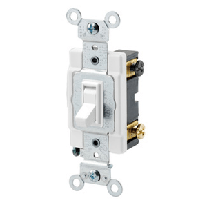 Leviton 54504-2W 120/277-Volt AC 15-Amp 4-Way Commercial/Specification Grade Toggle Framed AC Quiet Switch White