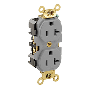 Leviton 5362-GY Industrial Specification Grade Extra Heavy-Duty Straight Blade Duplex Receptacle 20-Amp 125-Volt NEMA 5-20R Gray