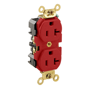 Leviton 5362-R Industrial Specification Grade Extra Heavy-Duty Straight Blade Duplex Receptacle 20-Amp 125-Volt NEMA 5-20R Red