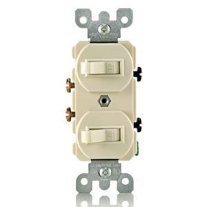 Leviton 5224-2I 120/277-Volt AC 15-Amp (2) 1-Pole Duplex Commercial Traditional Grade AC Combination Switch Ivory