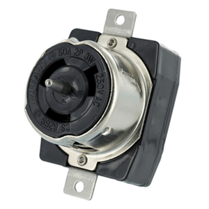 Leviton CS8269 Industrial Grade Flush Mount California Style Non-NEMA Single Locking Receptacle 50-Amp 250-Volt Black