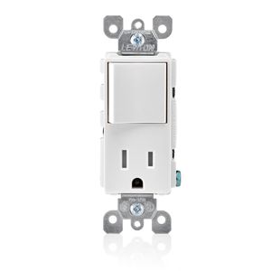 Leviton T5625-W 15A-12 Premium Grade 1-Pole Tamper-Resistant Decorator Combination Switch 120-Volt 12-Amp NEMA 5-15R White Decora