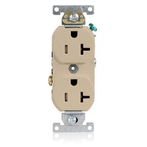 Leviton TBR20-I Commercial Grade Narrow Body Tamper-Resistant Straight Blade Duplex Receptacle 20-Amp 125-Volt NEMA 5-20R Ivory Decora