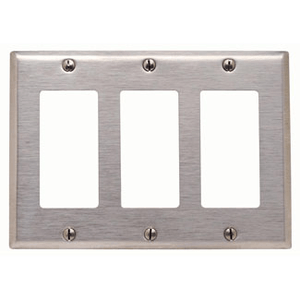 Leviton 84411-40 302 Stainless Steel Device Mount Standard Size 3-Gang Decorator Wallplate/Faceplate 3-Decora/GFCI Stainless Steel Decora