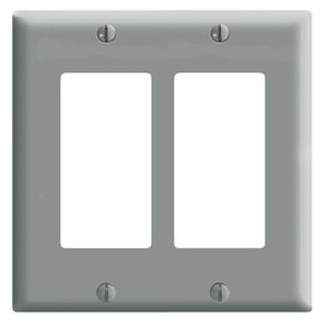 Leviton 80409-GY Thermoset Device Mount Standard Size 2-Gang Wallplate/Faceplate 2-Decora/GFCI Gray