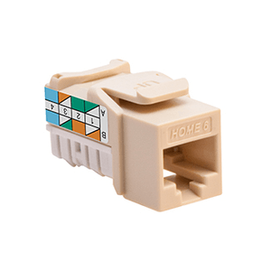 Leviton 61HOM-RI6 High Impact Fire-Retardant Plastic Connector Snap-In Jack Ivory Home 6