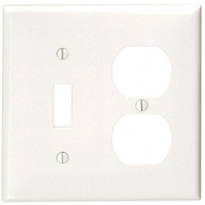 Leviton 80705-W Thermoplastic Nylon Device Mount Standard Size 2-Gang Combination Wallplate 1-Toggle Switch + 1-Duplex Receptacle White