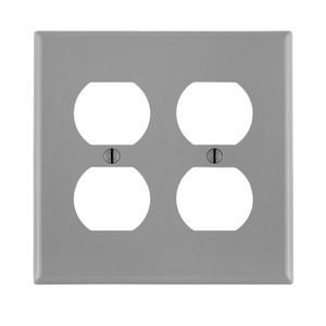 Leviton 80716-GY Thermoplastic Nylon Device Mount Standard Size 2-Gang Duplex Receptacle Wallplate 2-Duplex Receptacle Gray