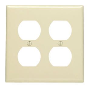 Leviton 80716-I Thermoplastic Nylon Device Mount Standard Size 2-Gang Duplex Receptacle Wallplate 2-Duplex Receptacle Ivory