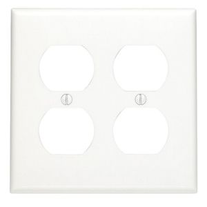 Leviton 80716-W Thermoplastic Nylon Device Mount Standard Size 2-Gang Duplex Receptacle Wallplate 2-Duplex Receptacle White