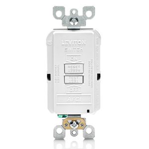 Leviton AFRBF-W Professional Grade Blank Face Outlet Branch Circuit Tamper-Resistant AFCI Receptacle 20-Amp 125-Volt White Decora SmartlockPro