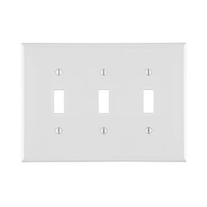 Leviton PJ3-W Thermoplastic Nylon Device Mount Midway Size 3-Gang Toggle Switch Wallplate 3-Toggle Switch White