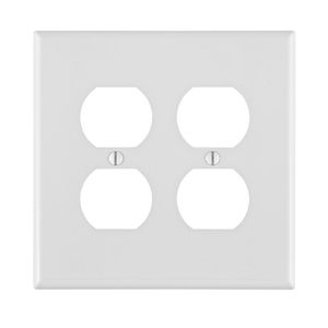 Leviton PJ82-W Thermoplastic Nylon Device Mount Midway Size 2-Gang Wallplate 2-Duplex Receptacle White