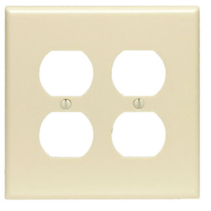 Leviton PJ82-GY Thermoplastic Nylon Device Mount Midway Size 2-Gang Wallplate 2-Duplex Receptacle Gray