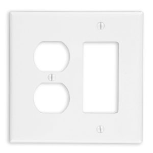 Leviton PJ826-W Thermoplastic Nylon Device Mount Midway Size Tamper-Resistant 2-Gang Combination Wallplate 1-GFCI/Decora + 1-Duplex Receptacle White