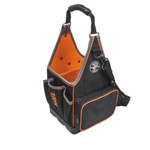 Klein Tools 554158-14 20 Pocket Tote 1680D Ballistic Weave Black With Orange Interior 8-3/4-Inch x 8-3/4-Inch x 17-Inch Tradesman Pro