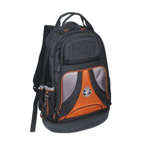 Klein Tools 55421BP-14 39 Pocket Backpack 1680D Ballistic Weave Black With Orange Interior 14-1/2-Inch x 7-1/4-Inch x 20-Inch Tradesman Pro