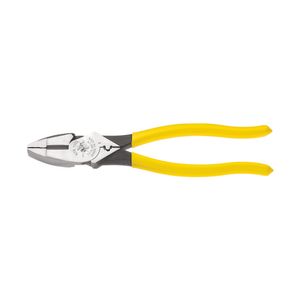 Klein Tools D213-9NE-CR High Leverage Side Cutting And Crimping Plier 9-3/8-Inch Yellow