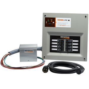 Generac 6854 2-Pole Upgradeable 10-Circuit Manual Transfer Switch 30-Amp 240-Volt NEMA 1 Indoor HomeLink