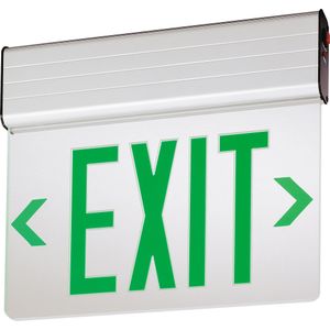 Lithonia Lighting EDG-2-G-EL-M6 EDG Series Emergency LED Edge-Lit Exit Sign Brushed Aluminum Housing Red Letter 120/277 Volt