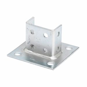 B-Line B281SQ-ZN Zinc Plated Steel Square 4-Hole Centered Post Base