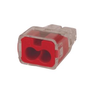 Ideal Industries 30-1032 Model 32 2-Port Push-In Wire Connector 22-12-AWG Red/Transparent In-Sure