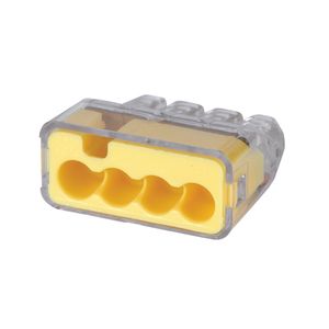 Ideal Industries 30-1034J Model 33 4-Port Push-In Wire Connector 22-12-AWG Yellow/Transparent In-Sure