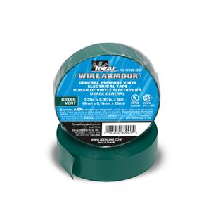 Ideal Industries 46-1700C-GRN General-Purpose Electrical Tape 0.75-Inch x 66-ft x 7-mil Vinyl Backing Green Wire Armour