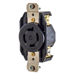 Hubbell-Wiring L1620R Screw Mount Locking Receptacle 20-Amp 480-Volt AC 3-Phase NEMA L16-20R Black Hubbell-Pro