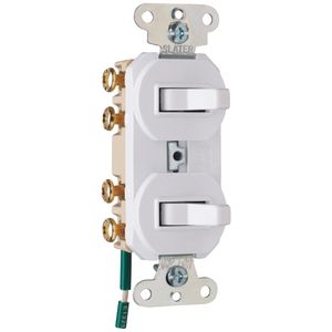 Pass & Seymour 693-WG 120 - 277-Volt AC 2-Pole Residential/Commercial Grade 3-Way Duplex Double Combination Switch White TradeMaster