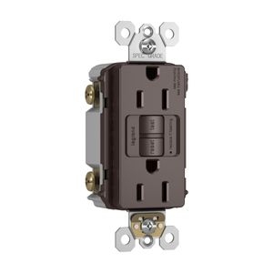 Pass & Seymour 1597-TR Specification Grade Tamper-Resistant Self-Test GFCI Duplex Receptacle 15-Amp 125-Volt AC NEMA 5-15R Brown Radiant TradeMaster