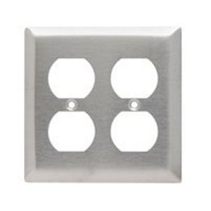 Pass & Seymour SS82 302/304 Stainless Steel Screw Mount Standard Size 2-Gang Wallplate 2-Duplex Receptacle Silver