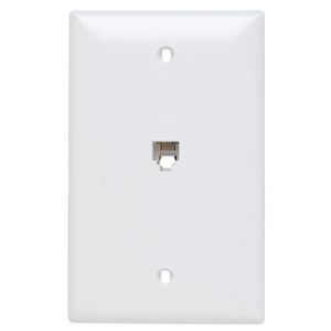 Pass & Seymour TPTE1-W 1-Gang Rectangular Standard Telephone Wallplate 4.6875-Inch x 2.9375-Inch White