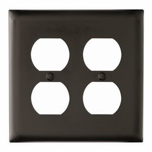 Pass & Seymour TP82-BK Thermoplastic Nylon Standard Size Unbreakable 2-Gang Wallplate 2-Duplex Receptacle Black TradeMaster