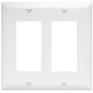 Pass & Seymour TP262-W Nylon Standard Size 2-Gang Decorator Wallplate 2-Decorator White TradeMaster