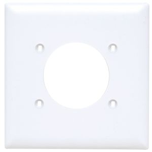 Pass & Seymour TP703-W Nylon 2-Gang Standard Size Single Receptacle Plate 2-Power Outlet Receptacle White