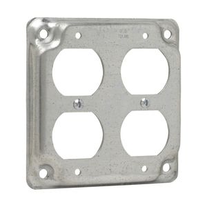 Crouse-Hinds TP510 Steel Raised Surface Cover With (2) Duplex Receptacle Opening 4-Inch x 4-Inch x 1/2-Inch