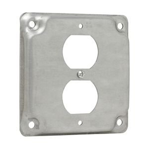 Crouse-Hinds TP516 Steel Raised Surface Cover With (1) Duplex Receptacle Opening 4-Inch x 4-Inch x 1/2-Inch