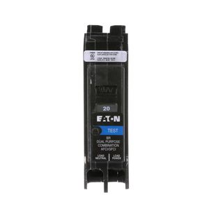 Eaton BRP120DF Plug-On Mount Dual Function Type BR Arc Fault/Ground Fault Circuit Breaker 1-Pole 20-Amp 120-Volt AC