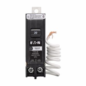 Eaton QB1020GF Bolt-On Mount Type QBGFT Ground Fault Circuit Breaker 1-Pole 20-Amp 120/240-Volt Quicklag