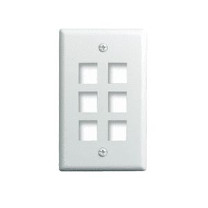 Pass & Seymour WP3406-WH High Impact Flame Retardant Plastic 1-Gang 6-Port Classic Keystone Wallplate White on-Q