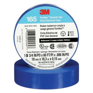 3M 165BL4A General Use Electrical Tape 3/4-Inch x 60-ft x 6 mil Vinyl Backing Blue Temflex