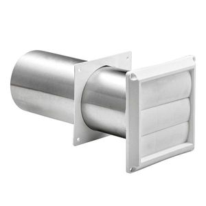 Lambro 267W Louvered Vent With Tail Pipe and Trim Plate 4-Inch White Plastic