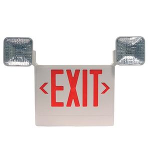 Encore Lighting LPCRM-RU LPCRM Series Square-Head Remote Capable Combination Exit Sign With Emergency Light White Housing Red Letter