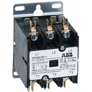 ABB DP30C3P-1S 3-Pole 3 NO 1 SPDT/2 SPDT Non-Reversing Standard Arc Cover Definite Purpose Contactor 30-Amp 120-Volt AC